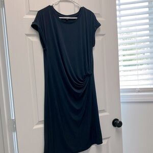 Banana Republic Navy Short Sleeve Draped Side Dress